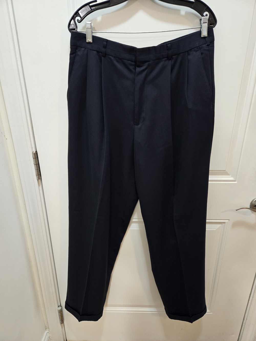 Perry Ellis Dark Navy Pleated Dress Pants